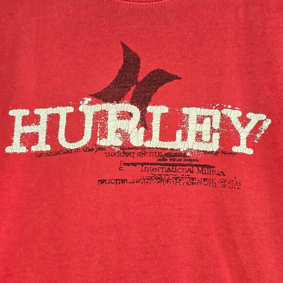 Y2K Hurley Kids T-Shirt Red Size L - Picture 3 of 12